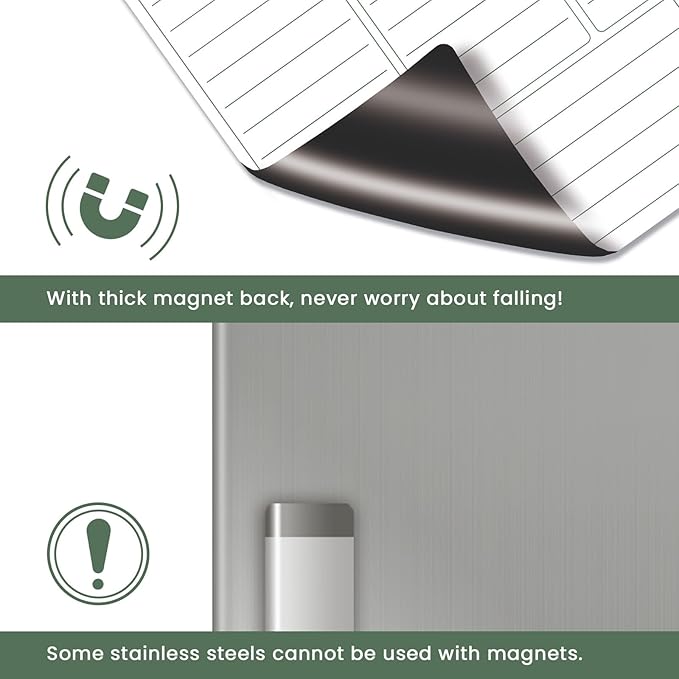 ALEZEL Magnetic Weekly Dry Erase Board for Fridge, Greenery Weekly Calendar Whiteboard Set for Refrigerator - Magnetic Weekly Calendar Planner with 2 List Boards, 4 Markers + Eraser
