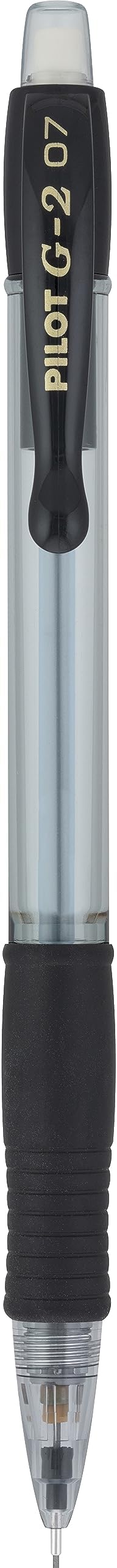 Pilot G2 0.7 Mechanical Pencils with Erasers, 0.7mm HB Lead, Black Accents, Mechanical Pencils Bulk Pack of 12