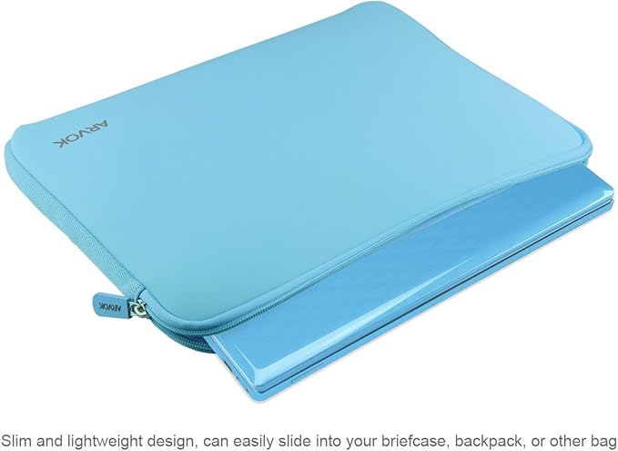 Arvok 13 13.3 14 Inch Laptop Sleeve Case for MacBook Pro/MacBook Air 13-14 inch, Water-Resistant Notebook Chromebook Computer Pouch, Carrying Bag Cover for HP/Dell/Lenovo/Asus/Acer, Baby Blue