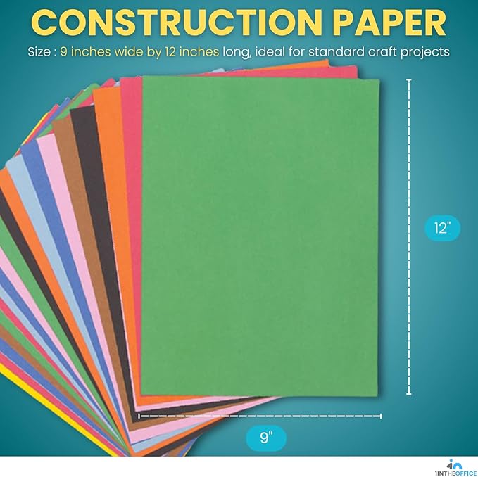 1InTheOffice Construction Paper 9x12, Assorted Colors, 200/Pack