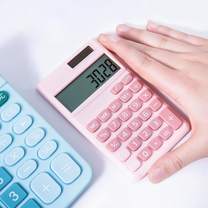 Basic Standard Calculators Small Digital Desktop Calculator with 8-Digit LCD Display, Battery Solar Power Smart Calculator Children's School Adult Office Family Standard Functions (8 bit Blue)