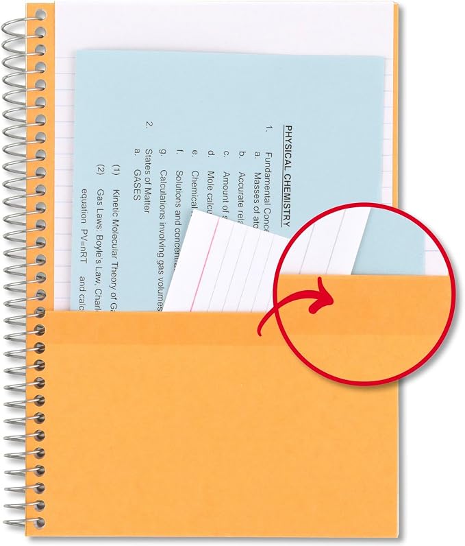 Five Star Spiral Notebooks, 6 Pack, 2 Subject, College Ruled, 9 1/2" x 6", 80 Sheets, Amethyst Purple, Sedona Orange, Seaglass Green, Tidewater Blue, Gray and Black (840029A-ECM)