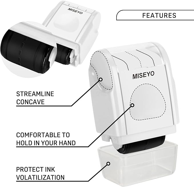 Miseyo Dashed Handwriting Lines Practice Roller Stamp,Self-Inking Line Rolling Stamps for Kids Writing - White