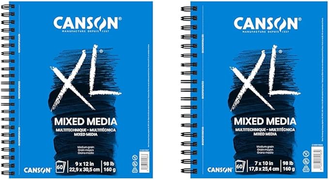 Canson XL Series Mixed Media Art Paper Pad Bundle - 9x12 inches 60 Sheets and 7x10 inches 60 Sheets