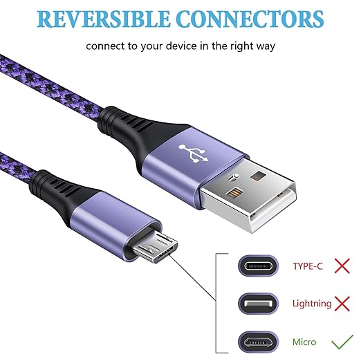 Micro USB Cable, [4Pack/3Ft] Android USB Male to Micro B Charger Cord, Fast Charging Speed Data Wire Nylon Colored Braided Powerline Cable for Samsung Galaxy S7 S6 J7 J3 J8 A01 Kindle Fire Droid