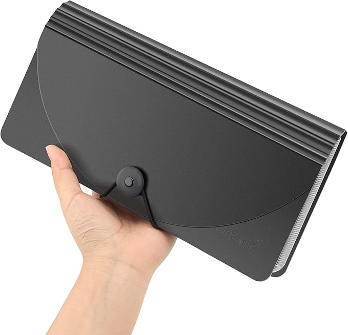 Uquelic Stand Receipt Organizer Folder - 13 Pockets Expanding Coupons Storage/Rainbow Large Capacity Bill Organizer for Desk with Label, Receipt Organizer for Business (2 Pack Piano)
