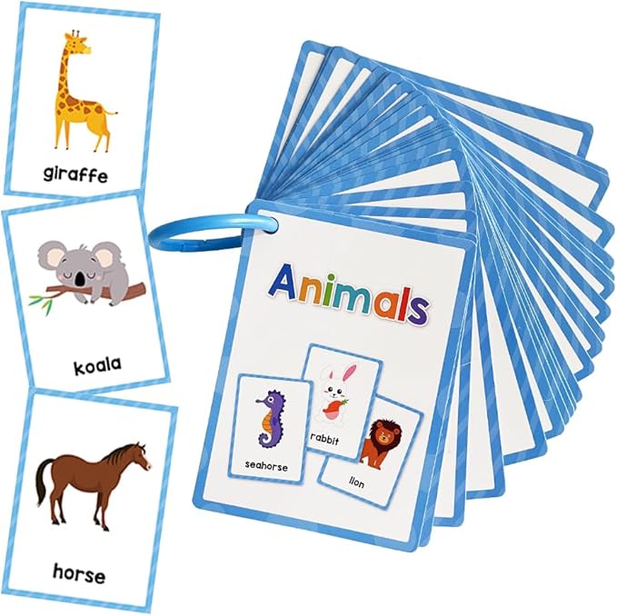 Lachilly Animals Learning Flashcards, High Frequency Words, Beginning Reading, Kindergarten to 1st Grade, ESL Teaching Materials, Autism Learning Materials, Vocabulary Building, 25 Cards, 48 Words