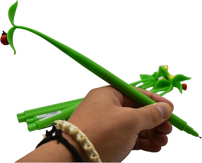 Bendable Floral Pens Silicone Plant Pens Cute Bugs Pen Novelty Grass Leaf Pen With Black Gel Ink 0.5mm For School Office Home Stationery（ 18 PCS）