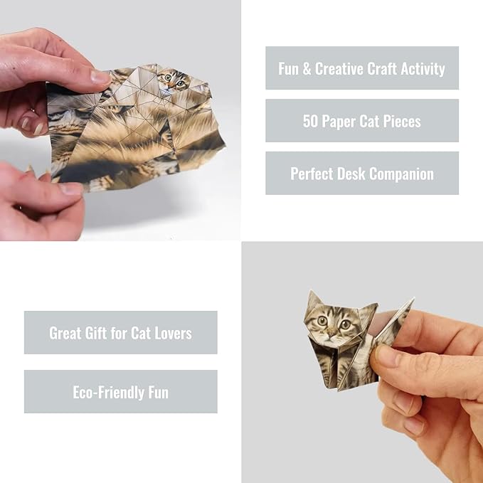New 2026 Paper Cats - DIY Origami Paper Cats - 50 Sheets DIY Origami Paper to Fold Cute Cat Figures, paper cats origami,Fun Craft Activity for Adults & Kids, Desk Decoration & Gift for Cat Lovers