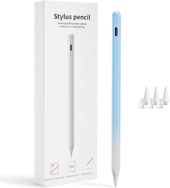 Stylus Pen for iPad 2018-2026, 2X Fast Charge Active Pencil with Tilt Sensitivity & Palm Rejection, iPad 11/10/9/8/7/6/A16, Air M4/M3/M2, Pro M5/M4, Mini 7/6/5 (Blue)