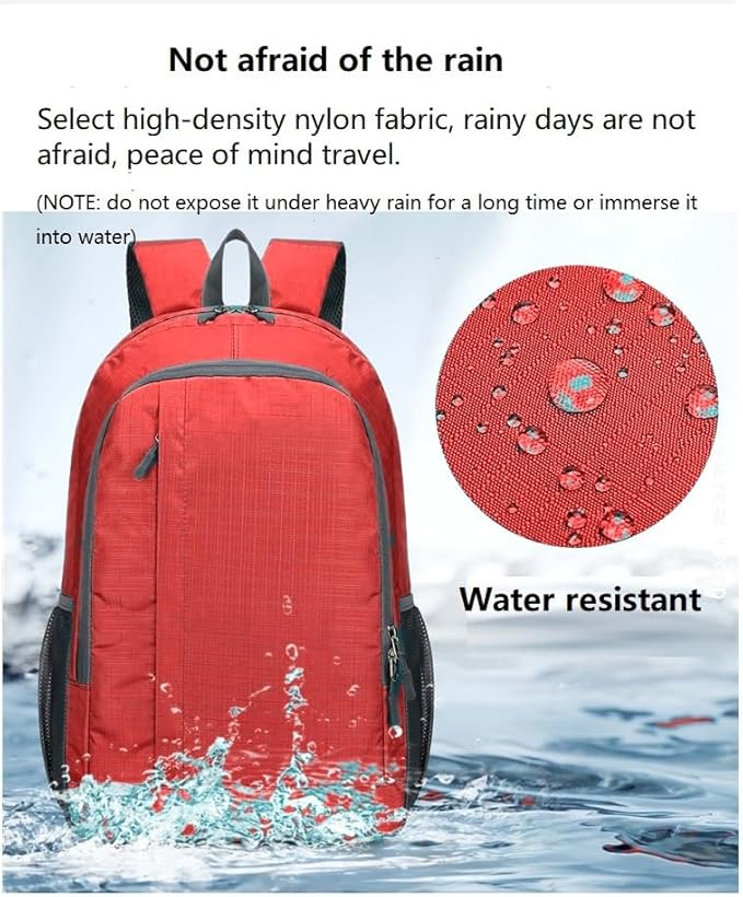 Ultra Lightweight-Packable-Hiking-Backpack Foldable Travel Camping Daypack Casual Outdoor Water-resistant 25L Bags (Red)