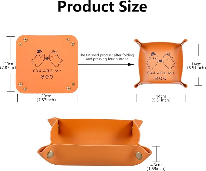 Gothic Halloween Boo Basket Stuffers for Women Men Spooky Basket Stuffers Scream Themed Gift Anniversary Leather Gift for Couple National Girlfriends Day Gifts from Boyfriend Valentines Leather Tray