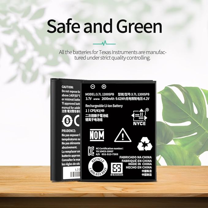 TI-84 Plus CE Battery for Texas Instruments,𝗨𝗽𝗴𝗿𝗮𝗱𝗲𝗱 High Capacity 0 Cycle,P11P35-11-N01 Battery,Part No 3.7L1200SPB 3.7V TI-Nspire CX II TI-Nspire CX II CAS