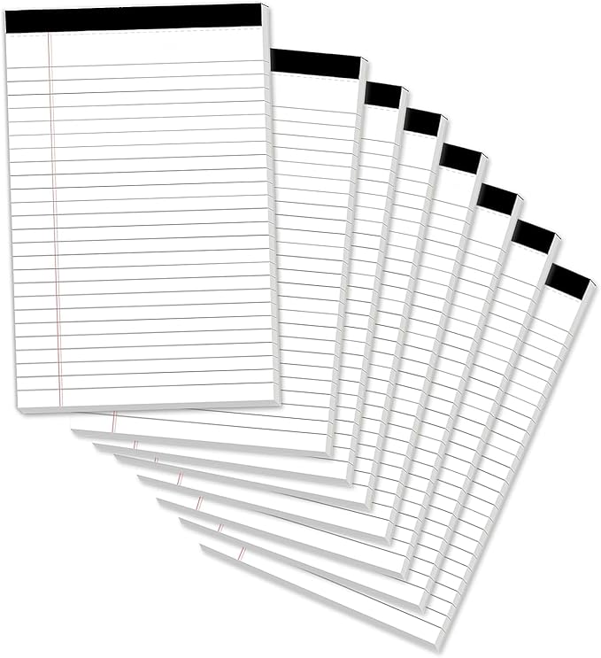 8 Pack Legal Pads 4x6 Inch 30 Sheets Mini Lined Paper Pads for Office Supplies Taking Notes/Writing List, Small Notepads College Ruled Legal Memo Pad for Home, Office, School, or Business Writing Pad