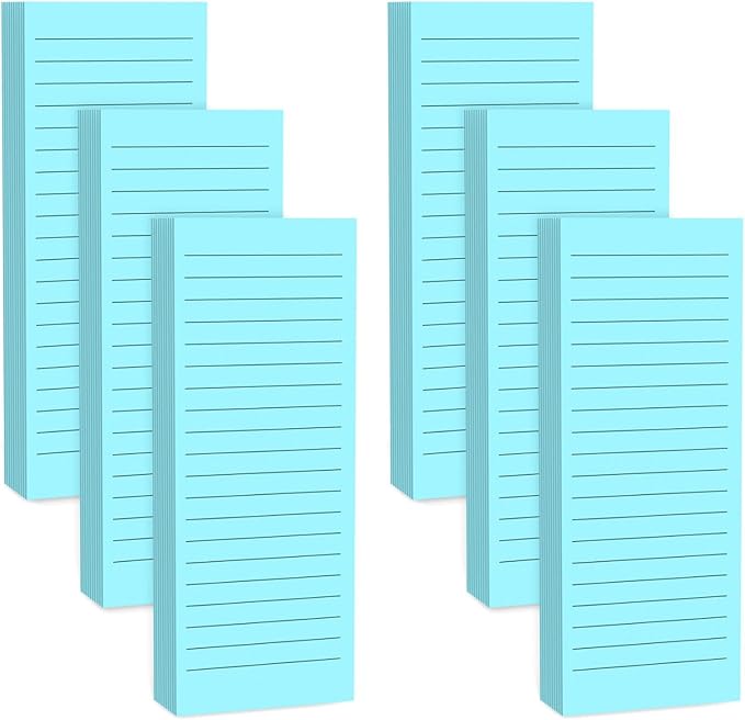 Nichela Magnetic Notepads Note Pads for Fridge with Full Magnet Back, 180 Sheets Blue Lined Refrigerator Notepad, 30 Sheets Per Pad for Grocery List, Shopping List, Office, Home, To-Do Lists & Memos