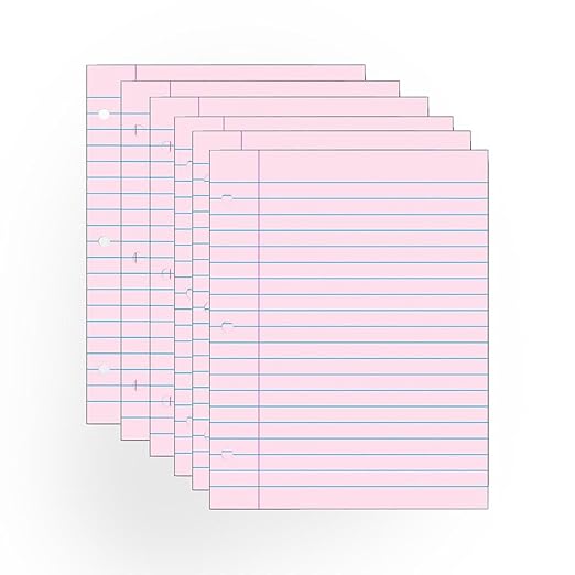 School Smart 3-Hole Punched Filler Paper, 8-1/2 x 11 Inches, Pink, 100 Sheets - 087155