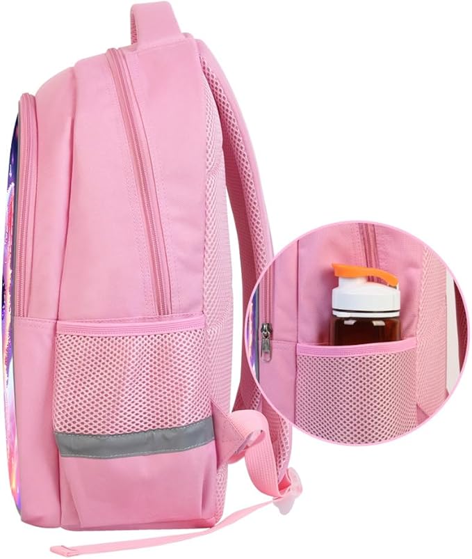 HiMagics Kids School Backpack for Boys & Girls Lightweight Waterproof Bookbag Large Capacity Ergonomic Comfortable Shoulder Straps Ideal for Elementary Middle School and Travel Pink Fox Pattern