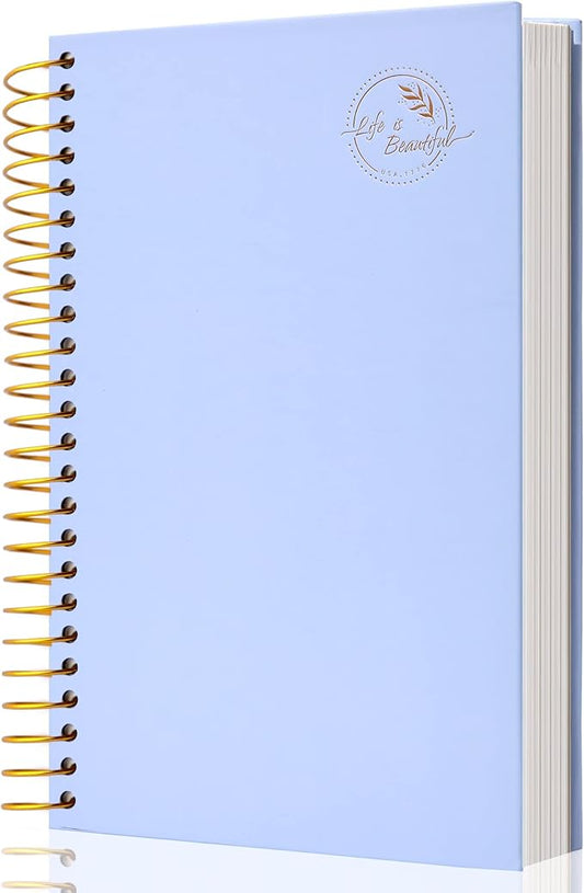 Yoment Small Spiral Notebook,300 Pages Hardcover Spiral Notebooks,5.5”x 7.5”College Ruled Notebook,A5 Spiral Bound Journal,Hard Cover Notebooks for Work Writing School,A5 Blue