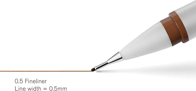 Winsor & Newton Fineliner Fine Point Pen, 0.5mm Tip, Sepia (Pack of 2)