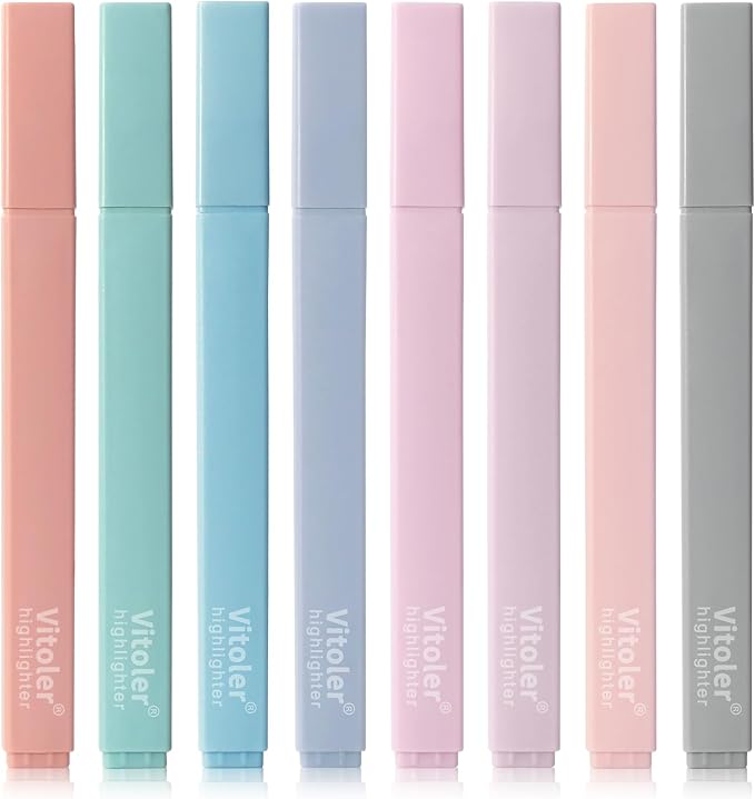 Piochoo Pastel Highlighters,8pcs Bible Highlighters with Chisel Tip,Cute Markers Highlighter No Bleed,Bible High Lighters Assorted Colors for School Journaling