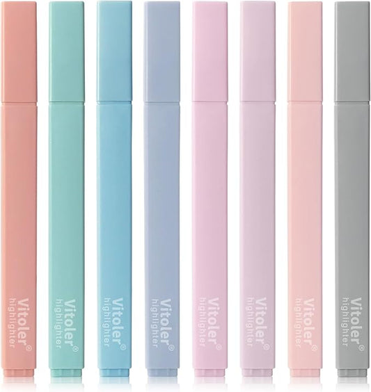 Piochoo Pastel Highlighters,8pcs Bible Highlighters with Chisel Tip,Cute Markers Highlighter No Bleed,Bible High Lighters Assorted Colors for School Journaling