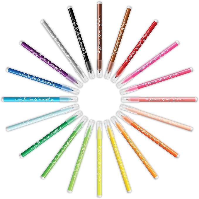 BIC Kids Markers, Ultra Washable, Durable Case, Long-Lasting, Bullet Tip (2.8mm), Assorted Colors, 20-Pack