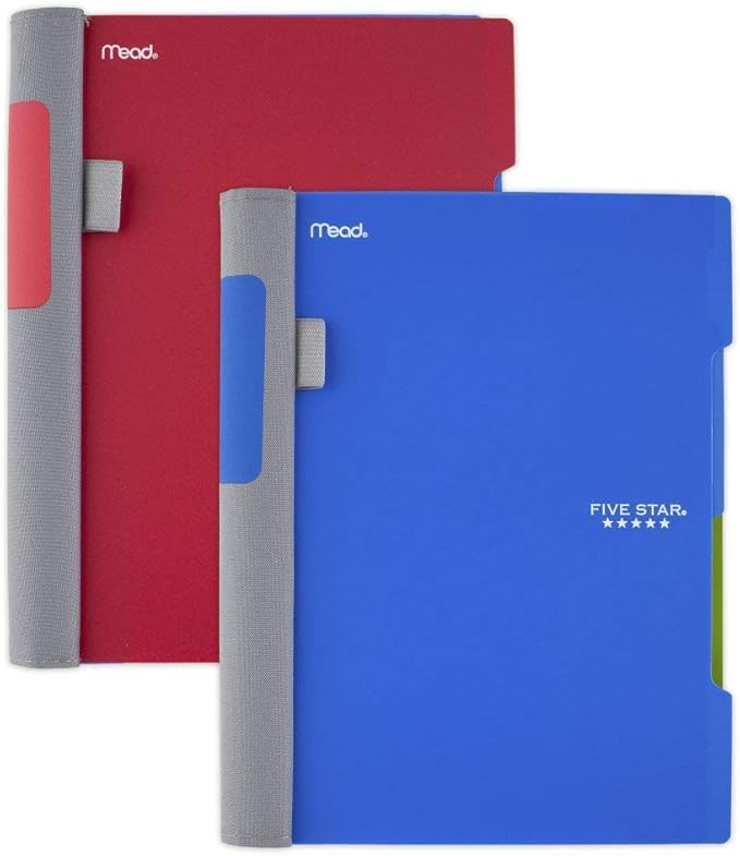Five Star Advance Spiral Notebooks, 2 Subject, College Ruled Paper, 100 Sheets, 9-1/2" x 6", Red, Blue, 2 Pack (38637)
