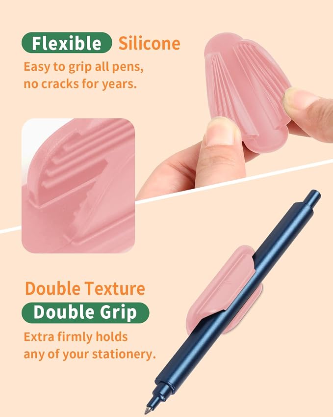 Tiizze Adhesive Pencil Holders for Desk Set of 10 - Silicone Pen Holder with 15 PCS Adhesive Pads - Flexible Pencil Holder for Office Essentials Accessories and Teacher Supplies, Pink