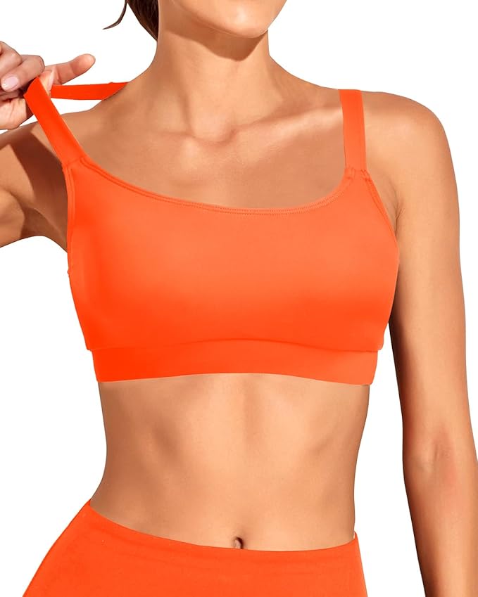 Tempt Me Women Sports Bra Bikini Tops Scoop Neck Bathing Suits Top Padded Swim Crop Tops Only
