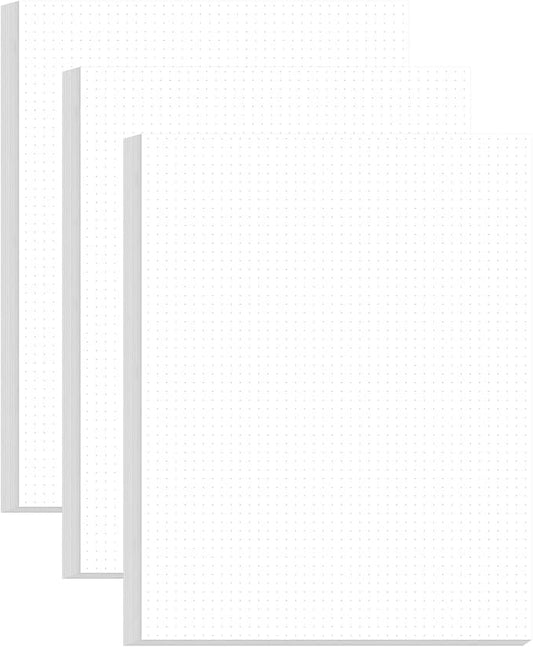 (3-Pack) Unpunched Dotted Paper, Letter Size 300 Sheets/600 Pages Loose-Leaf Dot Grid Paper, 100gsm, 8.5'' x 11''