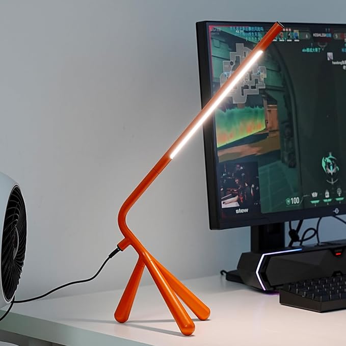 LED Creative Desk Lamp with USB Tybe-c Stepless Dimmable Eye Caring Desk Light for Home Office Bedroom Bedside College Dorm, Reading Lamp,Decorative Gift Table Lamp Red Orange