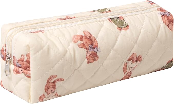 Pencil Case Office College School Storage Bag Pouch Holder Box Organizer Makeup Pouch Cosmetic Bag Aesthetic Cute Pen Case for Girls Boys Kids (Flower bear)