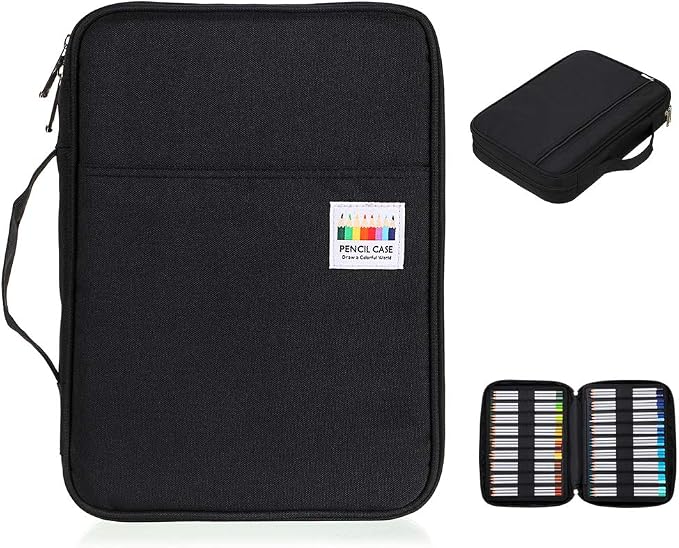 BTSKY Portable Colored Pencil Case - Colored Pencil Organizer Holds 166 Pencils or 112 Gel Pens Large Capacity Zippered Pencil Holder Gel pens