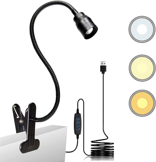 YMCRLUX Zoomable LED Reading Lights for Bed Headboard, Clip on Spotlight Lamp for Desk, Dorm Bed, Dimmable USB Clamp Book Light with Flexible Gooseneck, Adjustable Beam Angle 15°-80°