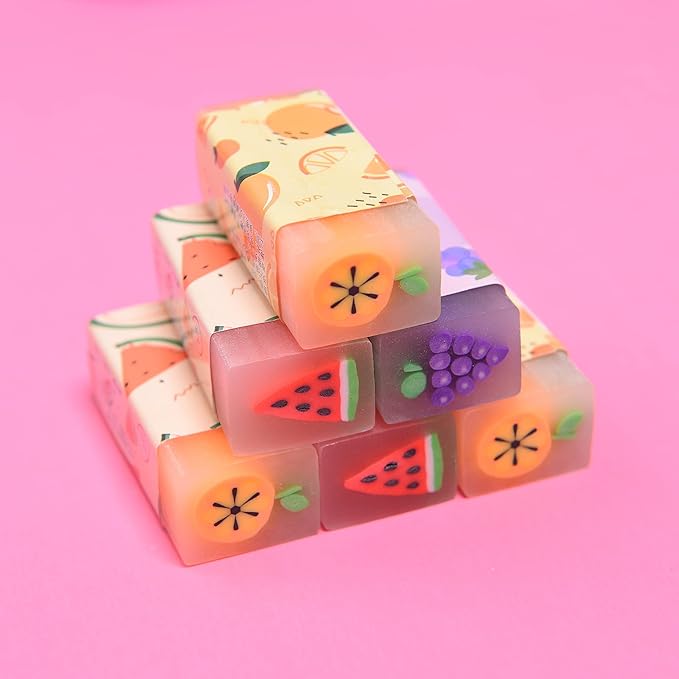 15Pcs Cute Fruit Erasers for Kids, Fun Food Pencil Erasers for School Supplies Prize Gifts Party Favors
