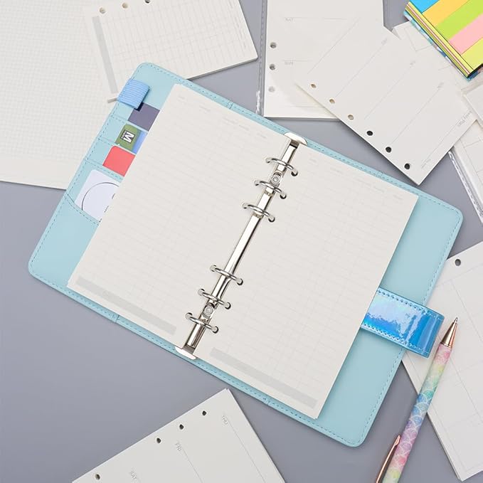 NatSumeBasics A6 Refills Paper 3.5" x 6.5" Undated Daily Binder Planner Inserts 90 Sheets 6 Holes Pocket Notebook Papers for Personal Travel Journal Diary (2 A6 Daily)