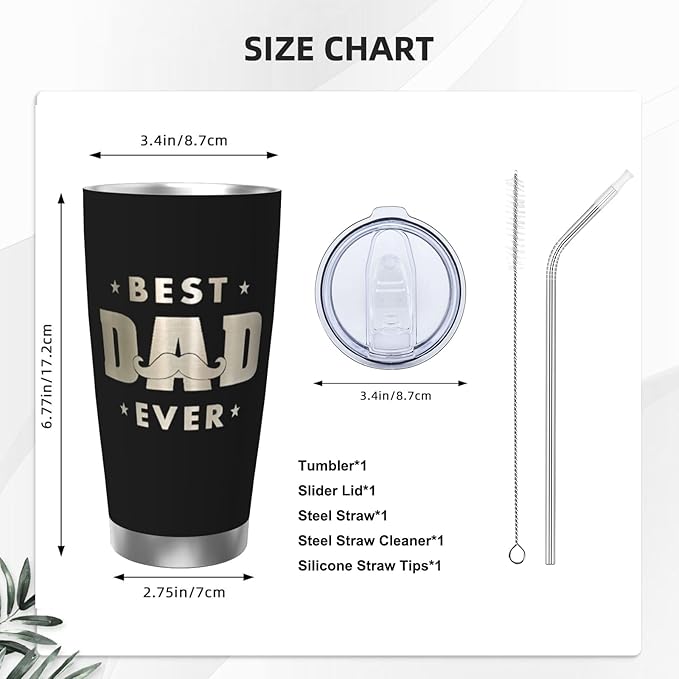 Dad Gifts for Men, Dad Tumbler Cup for Father's Day Birthday, 20 oz Stainless Steel Insulated Coffee Mug Double Wall Travel Mug with Lid
