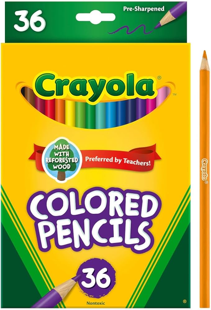 Crayola Colored Pencils (36ct), Kids Pencil Set, Pre-Sharpened Coloring Book Pencils for Kids & Adults, Arts & Crafts Supplies, Coloring Gift, Ages 3+