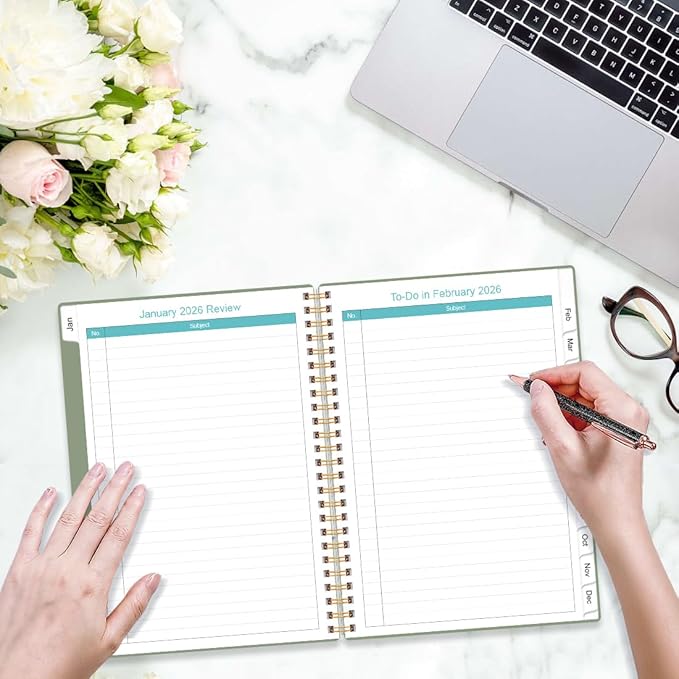 2026-2027 Monthly Planner - January 2026 - June 2027, Two Pages Per Month, 18 Monthly Calendar/Planner with Tabs, Inner Pocket, 6.4" x 8.5", Cyan