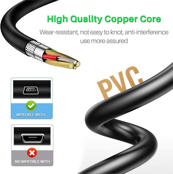 FOUCECLAUS USB Power and Data Cable for Texas Instruments Calculators, 5Ft Charger Cord Compatible with TI-84 Plus CE, Plus C Silver Edition, Nspire CX/TI CX CAS Graphing Calculators