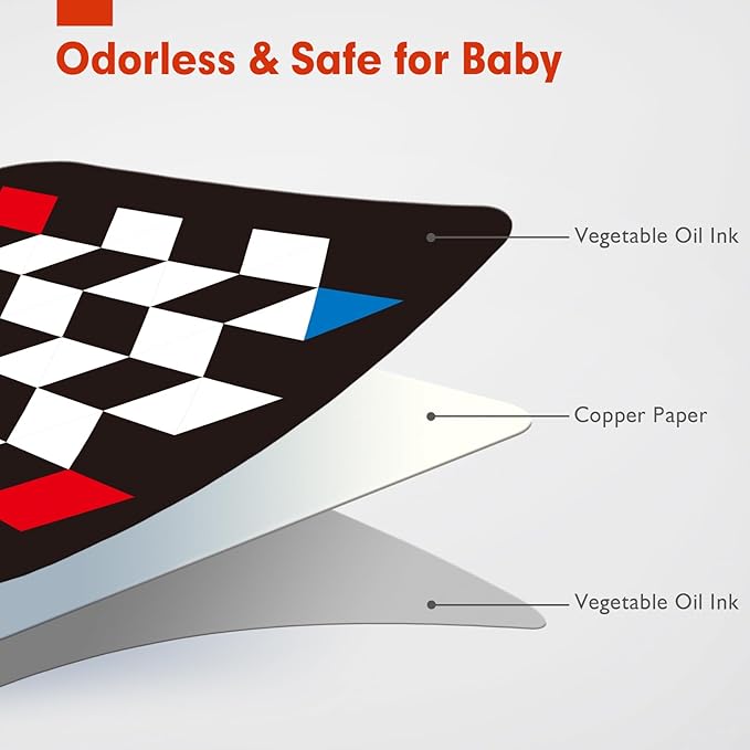 hahaland High Contrast Baby Flashcards - Black and White Infant Baby Cards 0-6 Months Tummy Time 0-3-6 Months Montessori Sensory Cards 20 PCs 6''×6'' Newborn Brain Visual Stimulation