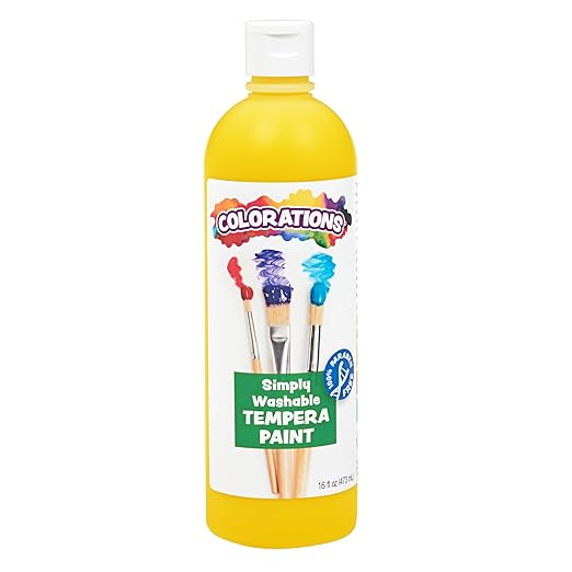 Colorations-WSTYE Washable Tempera Paint, 16 fl oz, Yellow, Non Toxic, Vibrant, Bold, Kids Paint, Craft, Hobby, Fun, Art Supplies