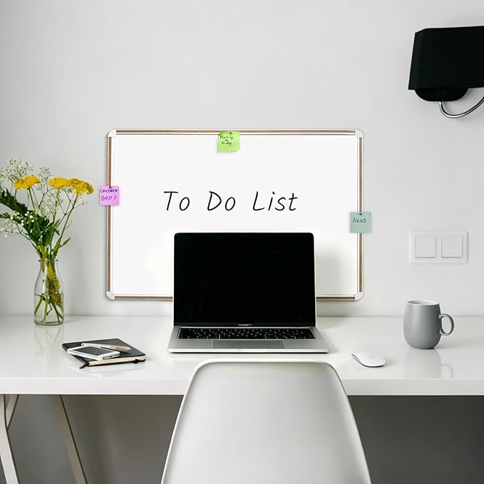 Large Magnetic White Board for Wall,Aluminum & Cork Strip Frame Whiteboard for Office,Presentation Dry Erase Board Wall Mount,Large Whiteboard for School Classroom Huge Whiteboards (18" W x 12" H)