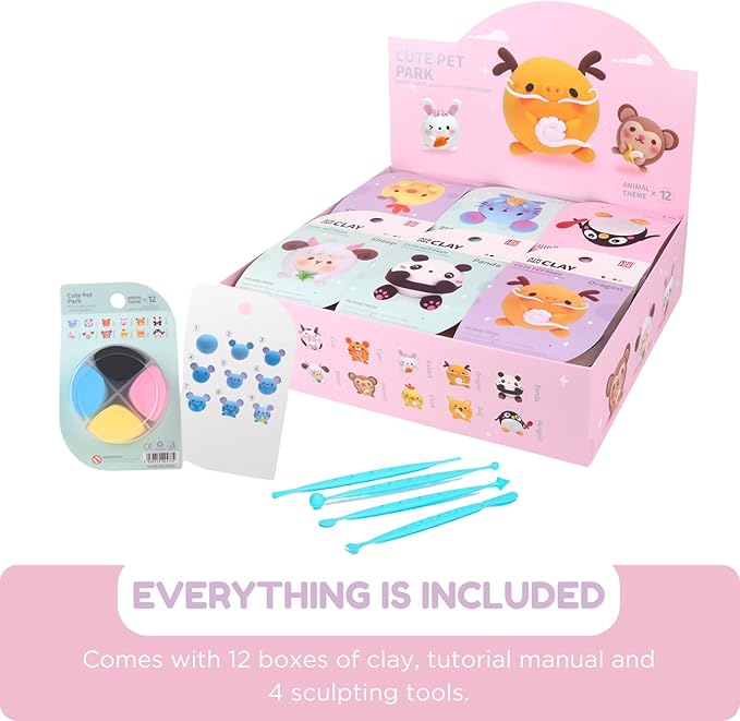 LOUFOR Air Dry Clay Kits - Modeling Clay for Kids, Ultra Light & Soft, Safe & Non-Toxic, DIY Airdryclay Kit with Sculpting Tools and Tutorials, Creatible Art Crafts Toys Gifts for Boys Girls