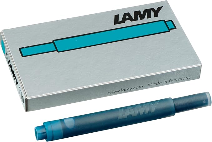 LAMY T10 Ink cartridges with Large Ink Capacity - Suitable for All Lamy Fountain Pen Models - Contents 1.25 ml per Cartridge - 5 Pieces per Pack - Ink Color Turquoise