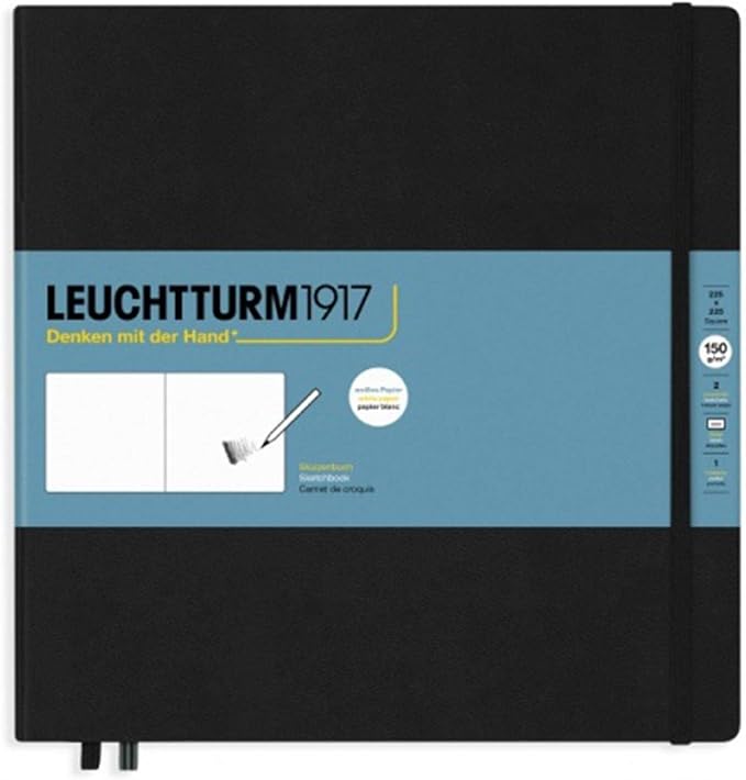 Leuchtturm1917 - Square Hardcover Sketchbook (Black) - 112 Pages of 150g/m² Paper