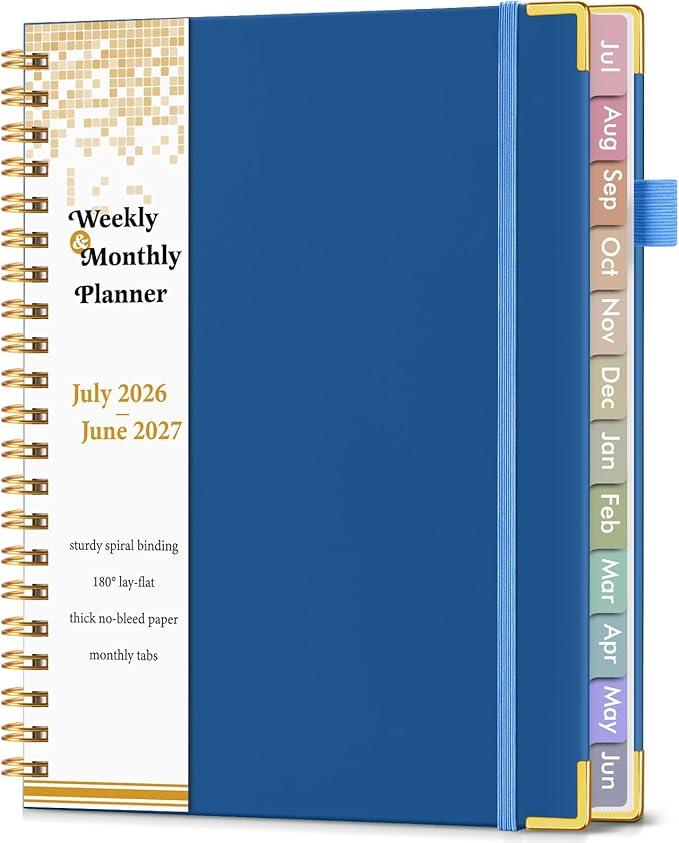 Academic Planner 2026-2027, Hardcover Weekly and Monthly Calendar Planner from July 2026 - June 2027, Daily Agenda Planners with Tabs, College School Organizer for Student Teacher, A4 (8.5" x 11"), Night Sky Blue