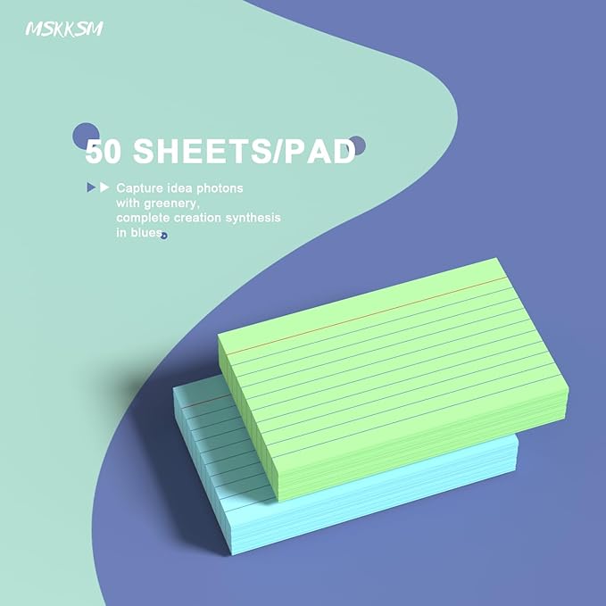 Colored Index Cards 3x5 Inch - 200 Count, Ruled Index Flash Cards for Studying, 180GSM Lined Index Note Cards 3x5 Index Cards, Colored Flashcards 3 x 5 Notecards Lined Study Card for Office and School