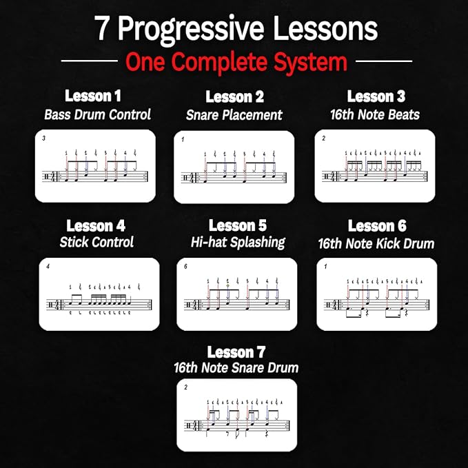 Drummer Flashcard & Video System – Learn Drum Beats, Fills & Stick Control Faster Than a Book | 60 Color-Coded Cards + Video Demonstrations + Audio Loops | Beginner to Intermediate