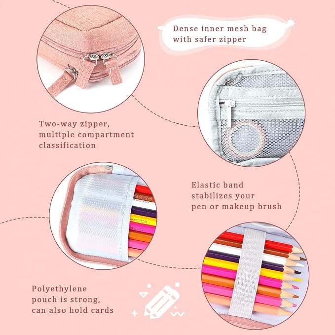 iSuperb Standing Pencil Case 2 Compartments Pencil Pouch Magnetic Mobile Phone Holder Bracket Pen Bag Large Capacity Phone Pouch College Stationery Organizer Storage for Kids Boys Girls